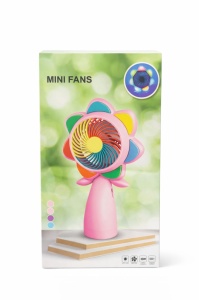 Ventilator portabil mini LED, reincarcabil USB, design colorat, compact, bej - Img 2