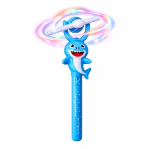 Baghetă magică cu elice rotativă și lumini, model rechin, jucărie interactivă pentru copii, Albastră, 35 cm