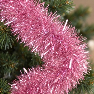 Beteală de Crăciun roz deschis, fir dens ondulat, diametru 9 cm, lungime 2 m - Img 4