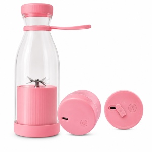 Blender portabil USB pentru smoothie si sucuri, mini mixer reincarcabil 420 ml roz - Img 9