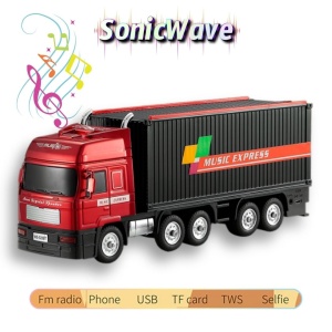 Boxă portabilă Bluetooth în formă de camion Music Express cu radio FM, USB, TF și funcție selfie, Negru - Img 3