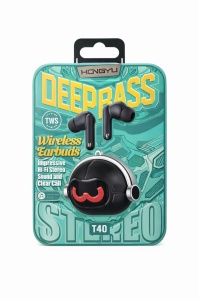 Căști wireless Hongyu T40 TWS Bluetooth cu carcasă astronaut, sunet stereo Hi-Fi și Deep Bass, negre - Img 2