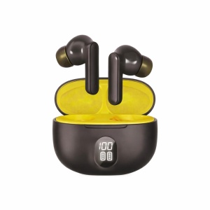 Căști wireless TWS Hongyu HY-BT11 Bluetooth 5.4 cu display LED, negru-galben - Img 2