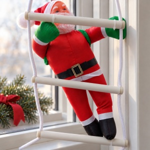 Decorațiune de Crăciun Moș Crăciun cățărător pe scăriță, textil și plastic, 55 × 25 cm - Img 5