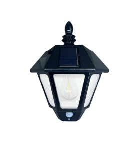 Felinar solar LED de perete, plastic, senzor mișcare, 27x20 cm, negru