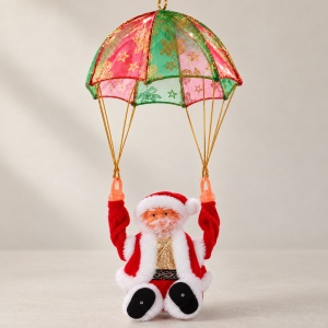 Figurină Moș Crăciun cu parașută, sunete și mișcare, 60 cm - Img 5