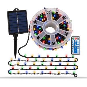 Instalatie de Craciun solara tip rola, 50m, 240 LED multicolor, telecomanda, incarcare USB - Img 3
