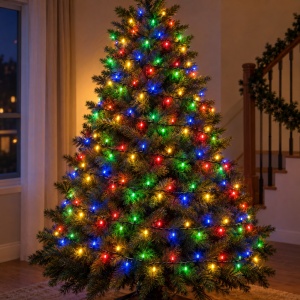 Instalație de Crăciun tip rolă, 50 m, 240 LED-uri multicolore, fir negru - Img 6