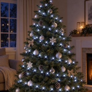 Instalatie LED tip Liniara, 100 LED, Fir Negru, Lumina Alba Rece, Interconectabila - Img 4