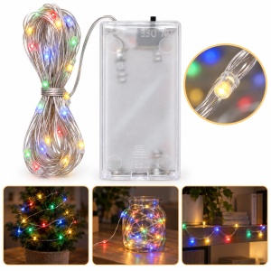 Instalație luminoasă LED pe fir, 30 LED-uri, 3 m, multicoloră, cu baterii neincluse - Img 2