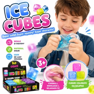 Jucărie Antistres Cub Squishy cu Sclipici, Model Aleatoriu, Elastică și Moale, Cub Colorat pentru Copii - Img 4