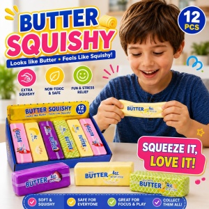 Jucărie Antistres Squishy Butter cu Fructe, 13 cm, Moale și Elastică, Model Aleatoriu