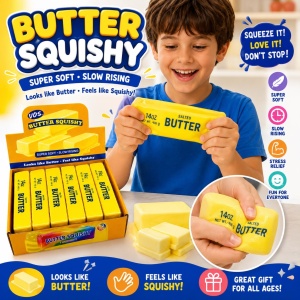 Jucărie Antistres Squishy Butter Galben, 23cm Slow Rising, Super Soft, Model Unt, Relaxare
