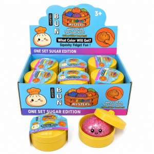 Jucărie Antistres Squishy Dumpling cu Bile Gel Colorate Mari, 8 cm, Surpriză Rainbow Mystery