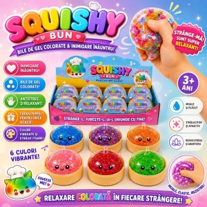 Jucărie Antistres Squishy Dumpling Unicorn cu sclipici si bile din gel , 8.5 cm – Jucărie Senzorială pentru Copii - Img 3