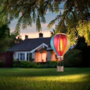 Lampă solară LED tip balon aer cald cu efect flacără, multicolor, plastic - Img 3