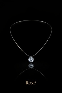 Lantisor invizibil Roxe reglabil 36cm cu pandantiv cristal rotund elegant - Img 2