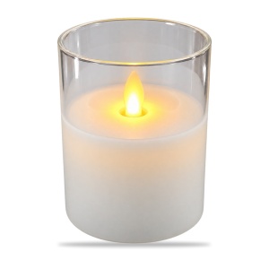 Lumânare decorativă LED în pahar de sticlă, flacără realistă, 7,5x10 cm - Img 2