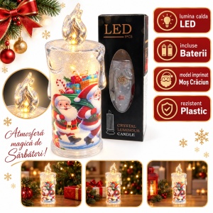 Lumânare LED de Crăciun cu Moș Crăciun, plastic, baterii incluse, ambalaj aprox. 19 × 6 cm