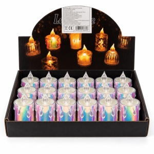 Lumânări LED decorative, set 24 bucăți, finisaj irizat, 7,5 × 4 cm - Img 4