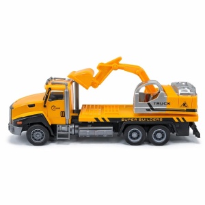 Masinuta constructii cu macara, model metalic die-cast, 26.5 cm, functie pull back, - Img 2