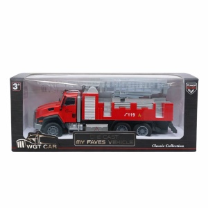 Masinuta pompieri die-cast din metal, 20.5 cm, cu functie pull back