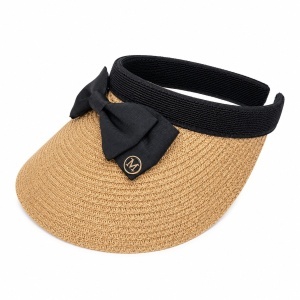 Palarie de Vara Tip Viziera pentru Femei, cu Fundita Eleganta si Protectie UV