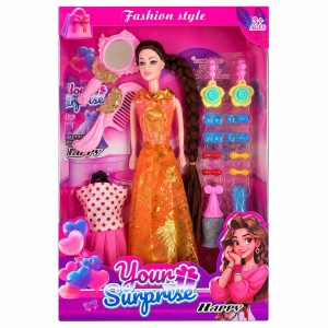 Păpușă Fashion Your Surprise Happy cu Accesorii și 2 Ținute, Model Aleatoriu – Jucărie pentru Fetițe