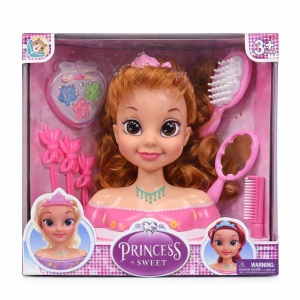 Papusa printesa roz, 21.5 cm, cu accesorii pentru par si machiaj