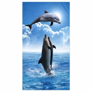 Prosop de Plajă cu Delfini în Ocean 90x170 cm – Prosop Mare din Microfibră cu Design Marin - Img 3