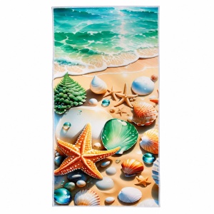 Prosop de Plajă cu Scoici și Stea de Mare 70x140 cm – Prosop din Microfibră - Img 2