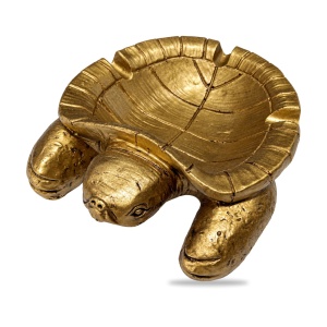 Scrumieră decorativă broască țestoasă din rășină, auriu, 15 x 13 cm - Img 2