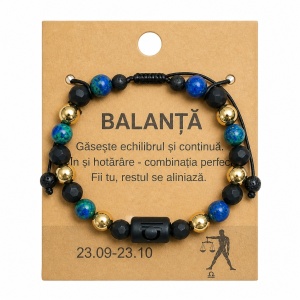 Set 12 bratari reglabile cu zodii, margele decorative si simboluri zodiacale