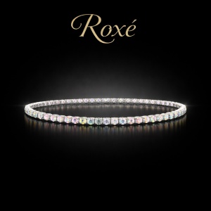 Set 12 bratari ROXE argintii elastice cu pietre albe cu reflexii multicolore