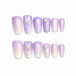 Set 12 perechi unghii false press-on, modele mixte, efect gel, reutilizabile - Img 2