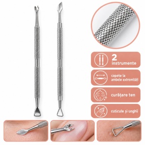 Set 2 instrumente pentru cuticule și curățarea tenului, Liangli