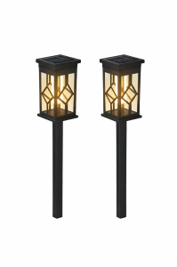 Set 2 Lampi Solare Gradina LED Lumina Calda cu Tarus, Rezistente la Apa, Exterior