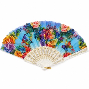 Set 24 Evantaie 23 cm – Modele Florale și Culori Diverse, Evantaie Elegante