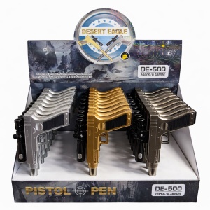 Set 24 pixuri cu pastă model pistol cu lunetă, design metalic decorativ, cu lumina led - Img 2