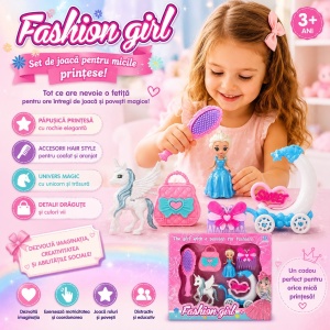 Set de Joacă Fashion Girl pentru Fetițe 3+ – Păpușă Prințesă, Unicorn și Accesorii Beauty - Img 2