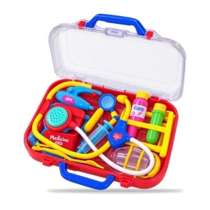 Set doctor pentru copii cu accesorii, valiza plastic transparenta, 3 ani+