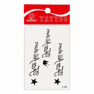 Tatuaj Temporar Semipermanent „Trust No One” cu Coroană și Stele – 10 cm