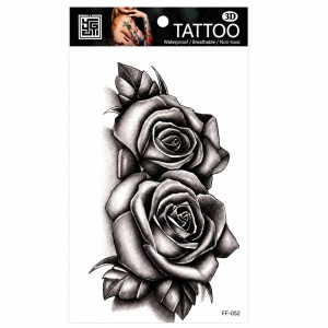 Tatuaj Temporar Semipermanent cu Două Trandafiri Realistici – 18 cm, Rezistent la Apă