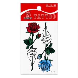Tatuaj Temporar Semipermanent Trandafiri Roșu și Albastru , 10 cm