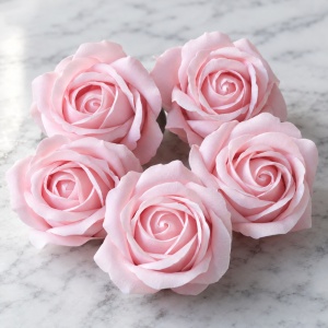 Trandafiri de săpun decorativi, roz pal, set 50 de bucăți, 5 cm - Img 2