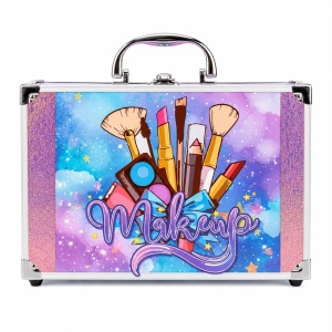 Trusă de Machiaj pentru Copii în Geantă Metalică, Set Cosmetic de Joacă, 3+ Ani