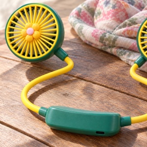 Ventilator de gât portabil cu 2 trepte de viteză, alimentare USB, galben-verde - Img 8