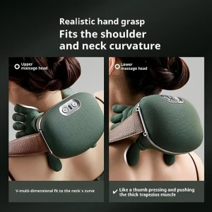 Aparat masaj cervical premium cu incalzire, masaj gat si umeri, deep kneading, portabil - Img 6