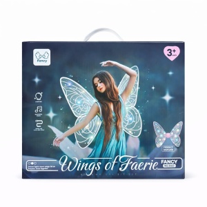 Aripi de zana cu LED pentru copii, model fluture roz, costum carnaval - Img 2