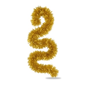 Beteală de Crăciun galben-auriu, plastic, diametru 9 cm, lungime 2 m - Img 2